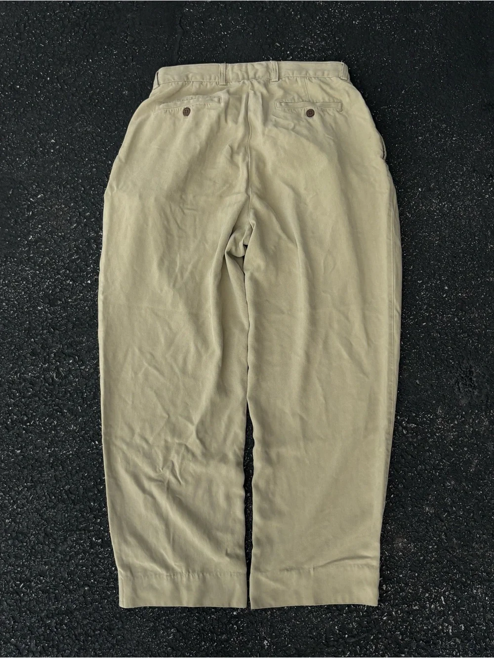 Tommy Bahama Relax Pants Mens 32 Tan Khaki 100% Silk Pleated Herringbone Trouser